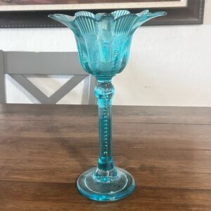 Handblown Recycled Turquoise Glass Tulip Vase – Made in Spain – Eco-Friendly